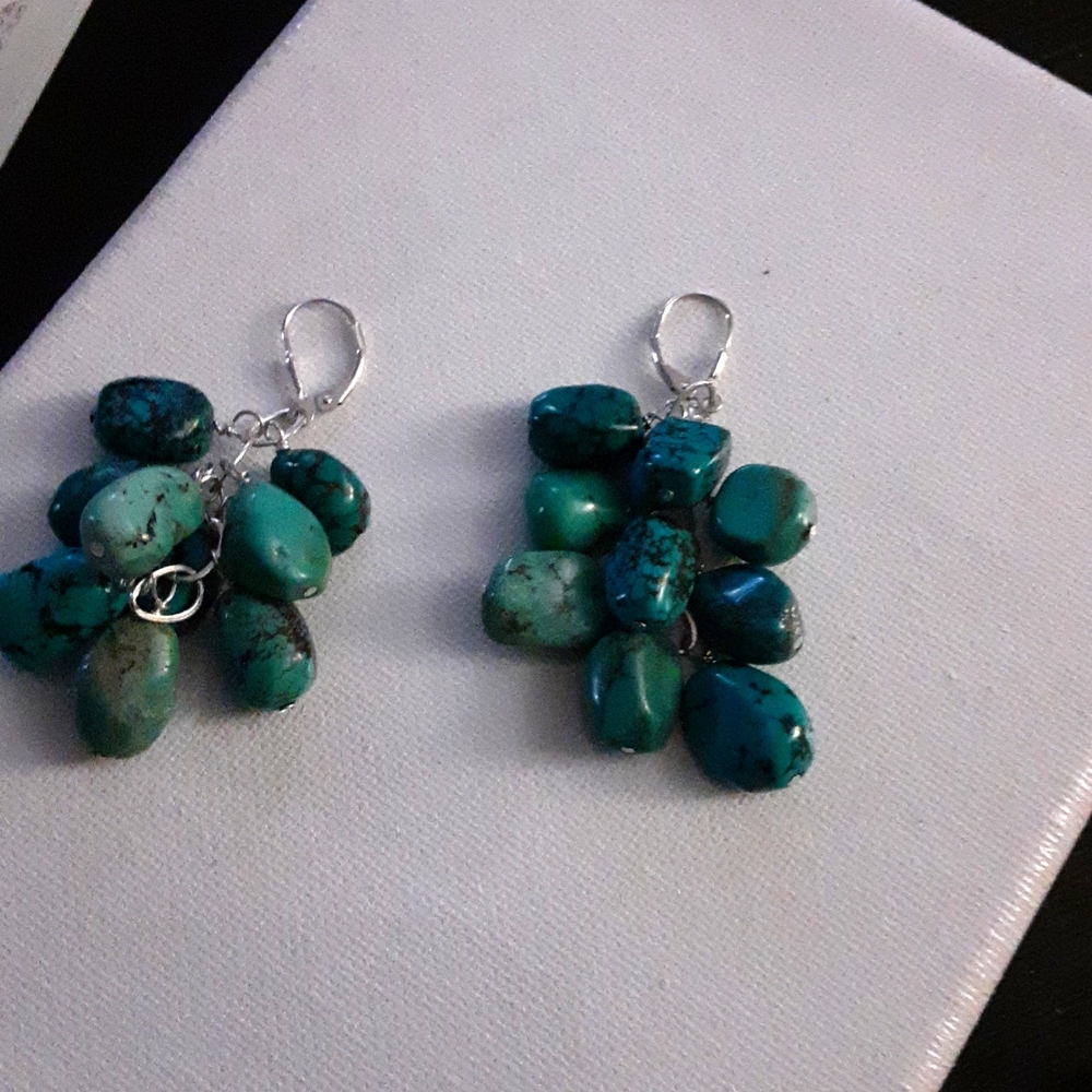 Blue nugget turquoise earrings
